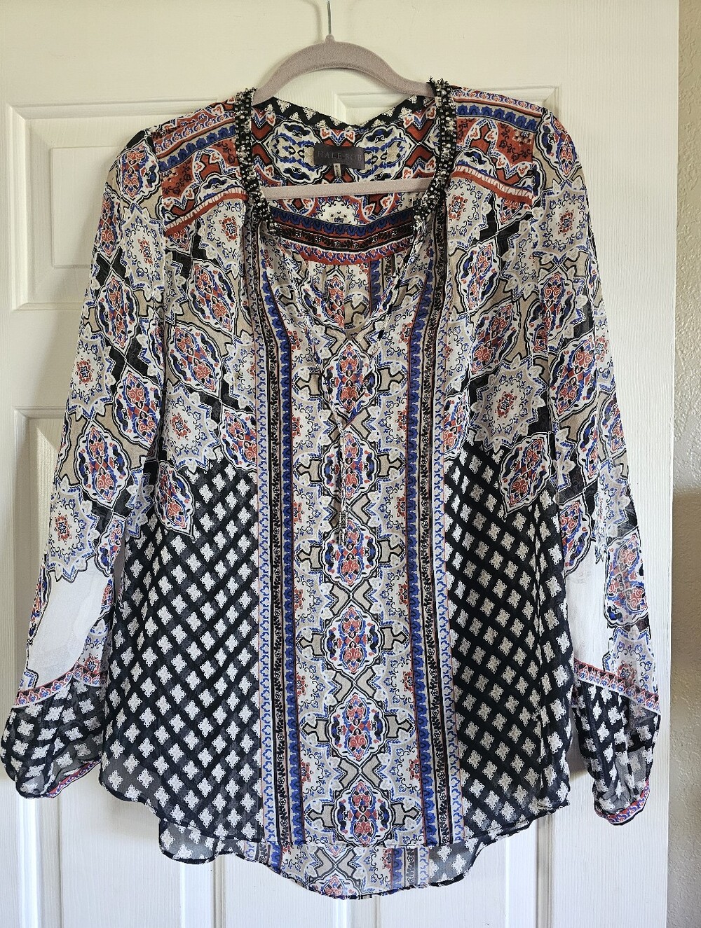 Hale Bob Silk Paisley Tunic Shirt Size Med